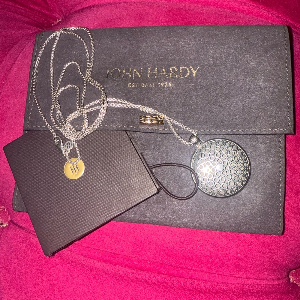 John Hardy Silver and Black Dot Pendant Necklace